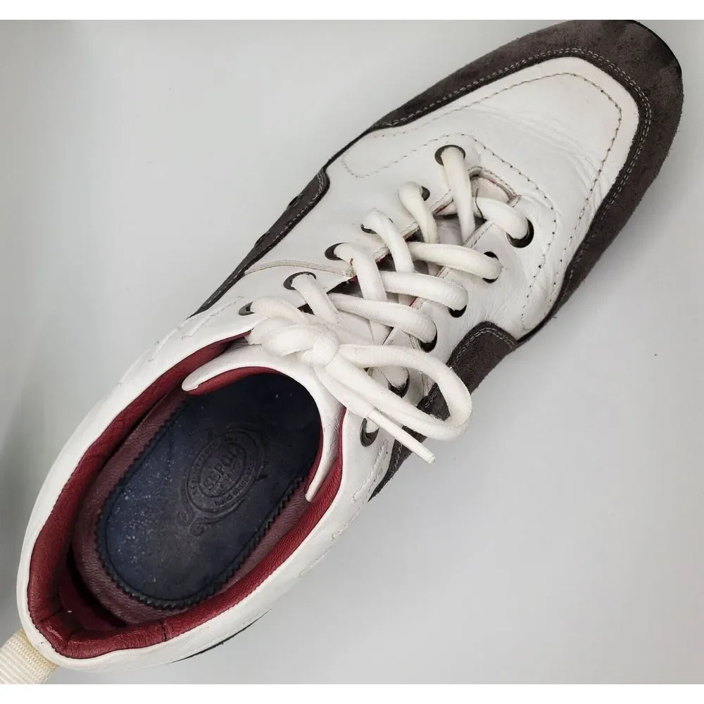 Sepol Luxury Hand Made Leather Sneakers‎ Men's 42 8.5 White Gray Black